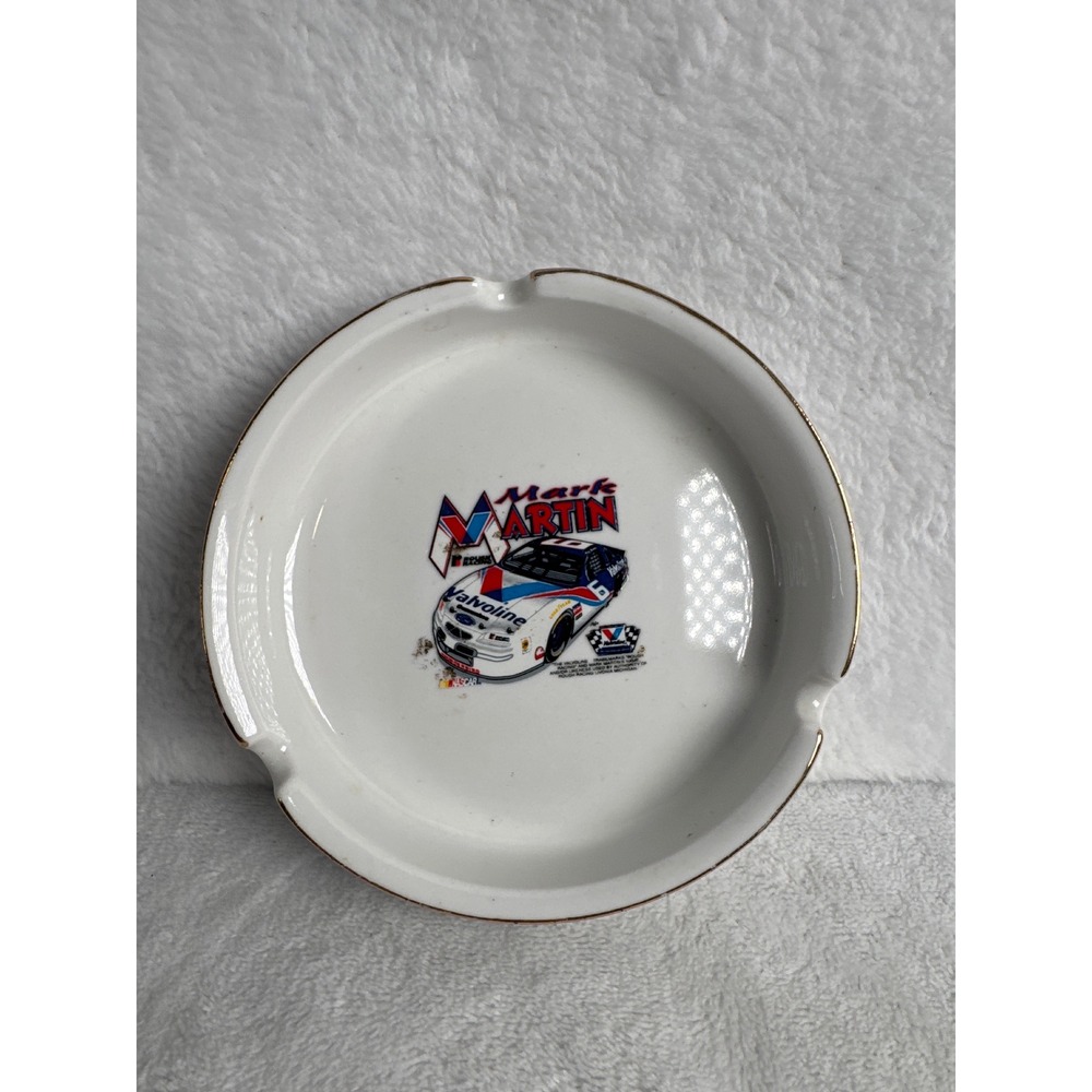 Vintage NASCAR Mark Martin Ashtray Unisex OS White Good